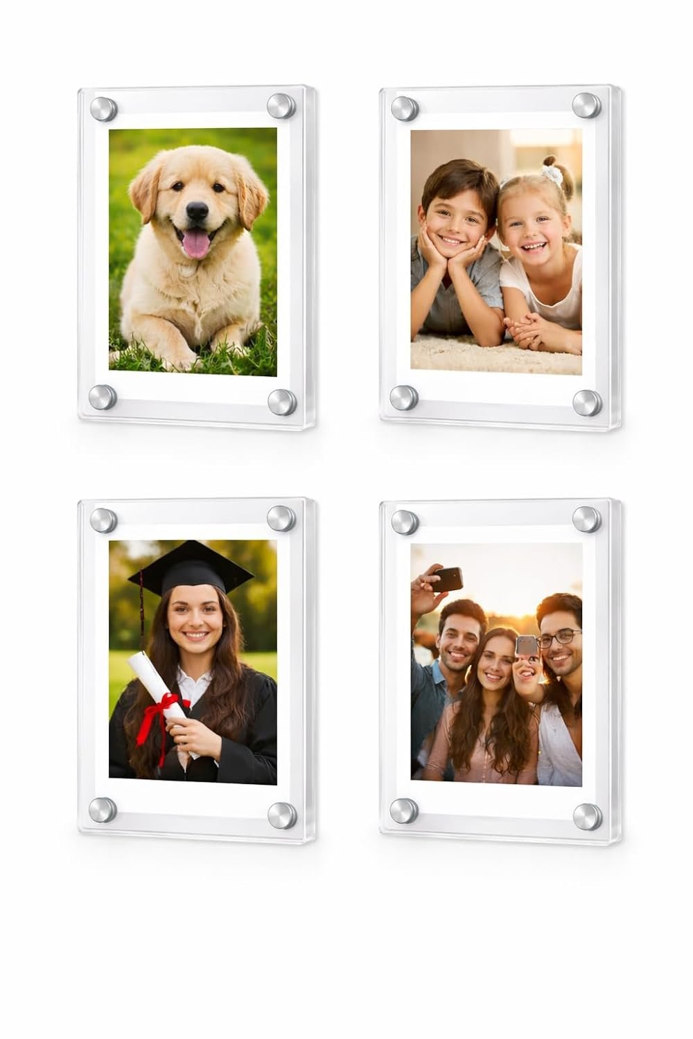 Premium Magnetic Acrylic Photo Frames for Instant Print (2 pieces) | 3.5x2.5 Inch | Fridge Magnet Photo Frame | Customizable Gift | Clear Magnetic Frame| Gift for kids | Pet Lover | Farewell | Mother, dad, daughter, son gift